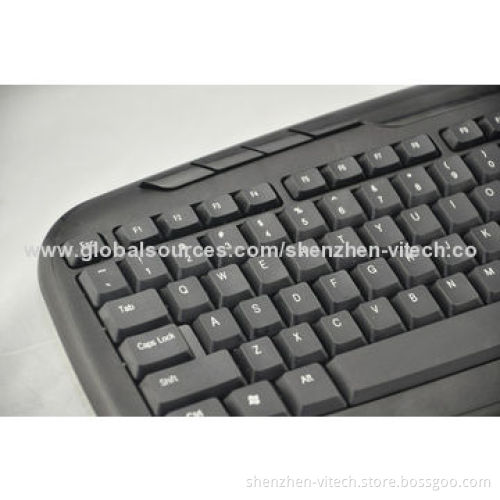 Cheap Wired Multimedia Keyboard, USB Port with FCC, RoHS Marks
